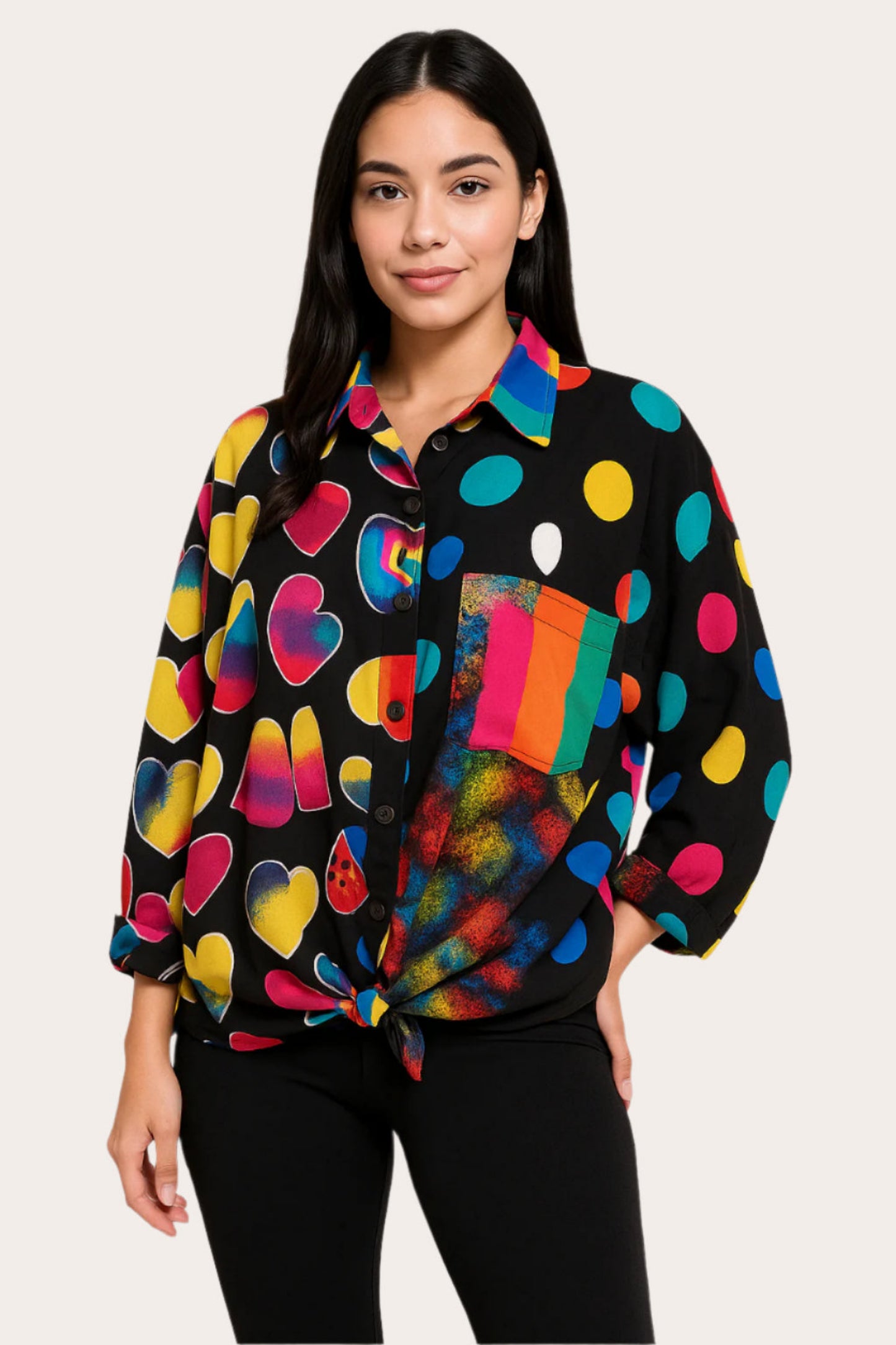 Angel Wing by Orna - Multi-Color Retro Blouse