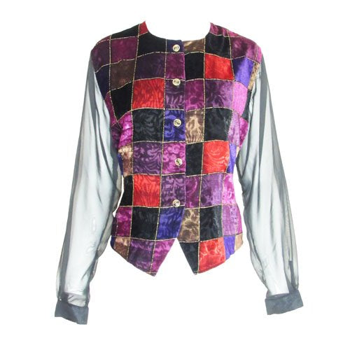 BEDFORD FAIR lifestyles - Velvet Mosaic Sheer-Sleeve Jacket