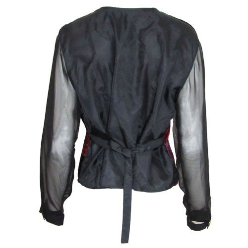 BEDFORD FAIR lifestyles - Velvet Mosaic Sheer-Sleeve Jacket