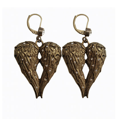 Betsey Johnson - Vintage Heart Wing Earrings – Collectible