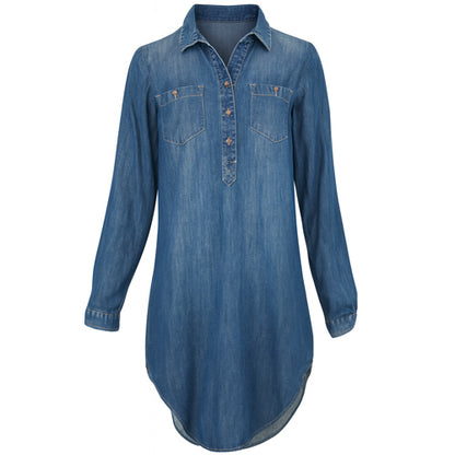 Lucky Brand “Live in Love” Denim Shirt Dress