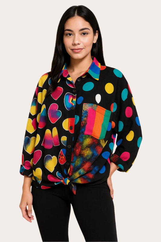 Angel Wing by Orna - Multi-Color Retro Blouse