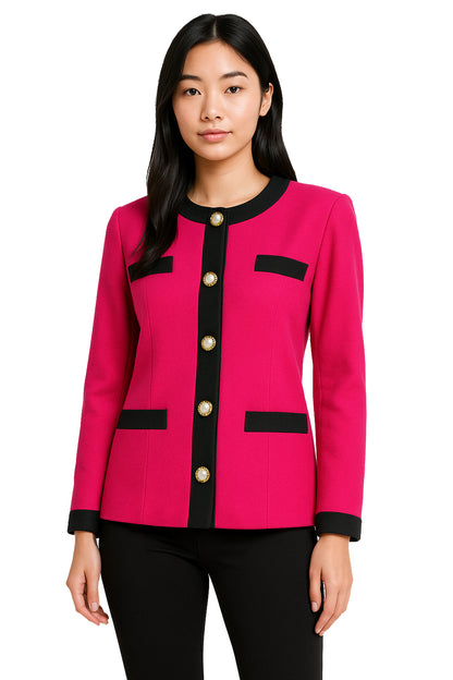 Natalie - Vintage Contrast Trim Blazer / Jacket