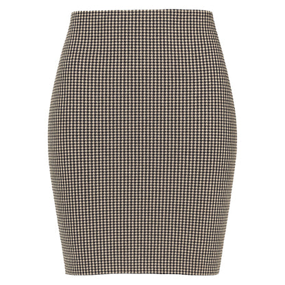 Classic Houndstooth Fitted Midi Skirt