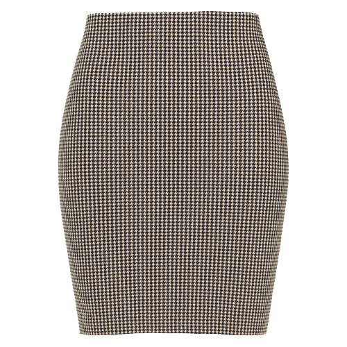 Classic Houndstooth Fitted Midi Skirt